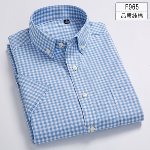 
Summer new men's short-sleeved shirt pure cotton thin plaid middle-aged casual cotton half-sleeved shirt daddy suit hk- 9930 pure cotton thin 38