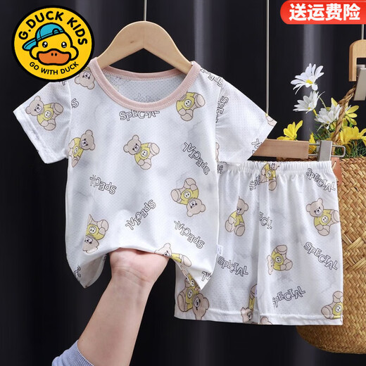 G.duckkids shorts de manga corta de verano para hombres para hombres y niñas delgada dibujos animados de dibujos animados para la ropa del hogar juego de camisetas de manga corta set-691 80 tamaño (altura recomendada 70-80 cm) se puede abrir