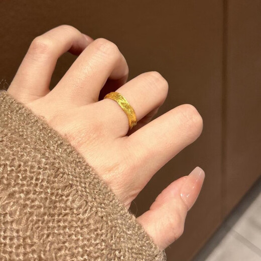 OEMG Old Phoenix Gold Store Model 18k Gold Plated Silk Ring Ancient Gold Color Valentine's Day Confession Gift for Girlfriend (Silk Road) Ring Opening