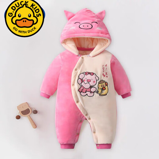 G. DUCKKIDS婴儿连体棉服秋冬新款可爱卡通新生宝宝加绒加厚带帽耐脏保暖衣 TY9732红色福气龙  儿童节礼物 100cm【25-32斤】