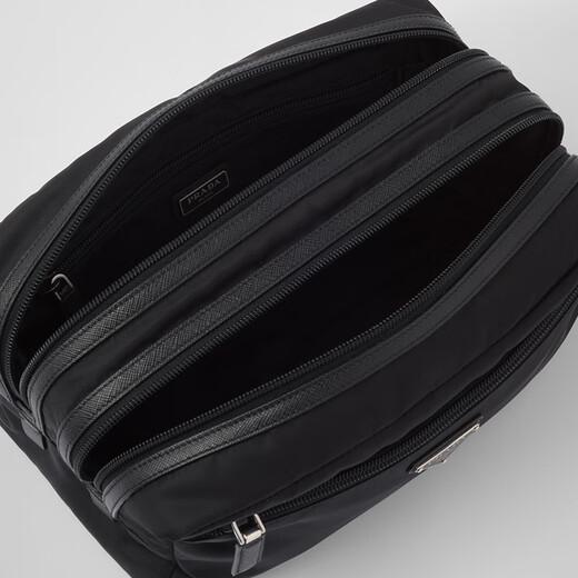 PRADA/Prada Gift Men's Re-Nylon and Saffiano Cow Leather Travel Bag Black