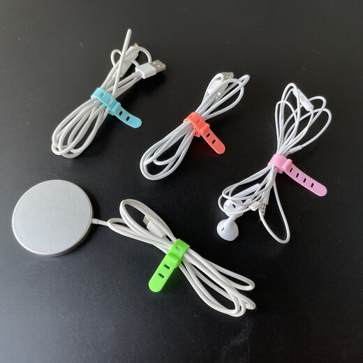 
Data cable storage wire management wire winder headphone wire management fixed buckle mobile phone charging wire network wire silicone rubber wire belt data cable hub belt-6 pack (random color)