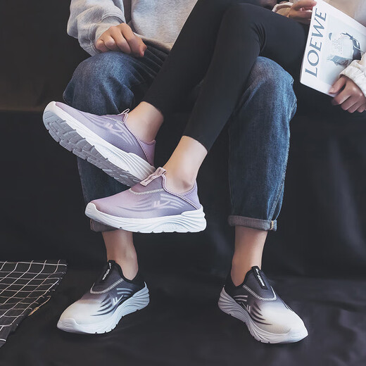 Huili zapatos senior zapatos para hombres cómodos zapatos casuales de mediana edad y ancianos zapatos de papá zapatos de madre transpirables kgh1477 púrpura 38