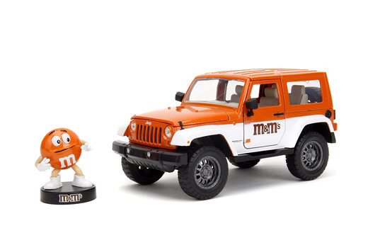 Jada 1:24 Jeep Wrangler alloy car model 2007 orange doll set children's remote control toy portable
