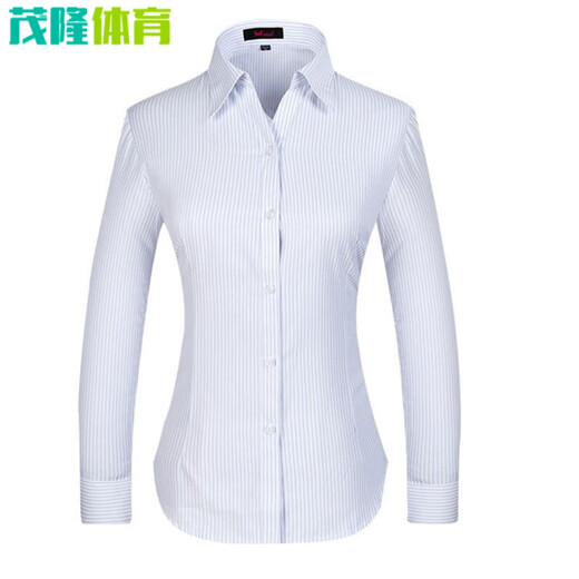 HE JIAGONG CCB Work Olde Женская формальная одежда White Foade синий вертикальный полосатый рубашка с короткими рукавами.