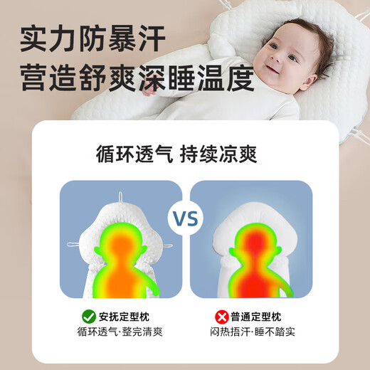 Baby shaping pillow to correct and prevent eccentric head shape for 0 to 6 months and 1 year old newborn baby to soothe and sleep for all seasons, 0 to 24 months, blue - Four Seasons Tencel + Beanie Velvet