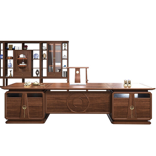 Ningqiu Luoge (NICHLORT) boss desk new Chinese style Zen atmosphere desk high-end president desk chairman's room furniture ebony wood customized 3.2 meter desk