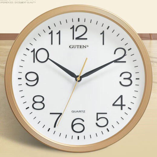 维榕金钟宝挂钟大客厅学校简约圆石英墙钟显眼大字体挂壁钟 3883哑黑色    直径34厘米 1英寸