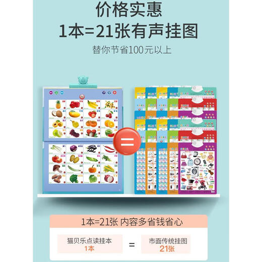 
Smart Fish Plus Larger Early Educational Sleeve Book for Children with Finger-Pointed Voice Book Baby Chinese and English Audiobook Learning Machine Enhanced Version 640 Point Reading Pronunciation - Rechargeable Model