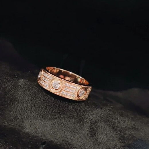 QUAMER 18K rose gold baby's breath set with diamond replacement ring AU moissanite fashion all-match ring No. 6 (90 Jin Jin is equal to less than 0.5 kg)