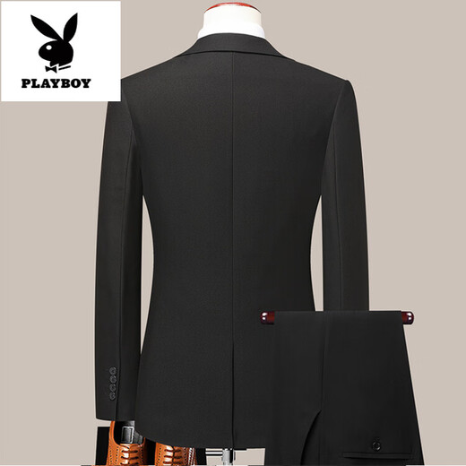 Playboy (PLAYBOY) suit men's Korean version slim coat groom wedding dress business professional formal small suit men black 5XL
