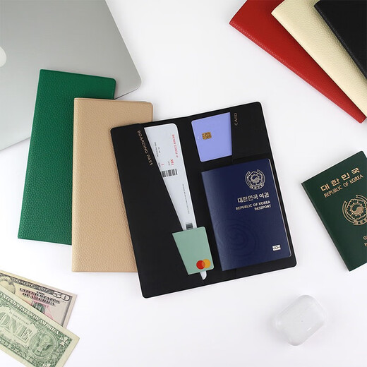 Enbaole Koreanisch Fenice Long Passclipfarbe Leder -INS -Reisepassabdeckung ID Aufbewahrung von Münzen Brieftasche Pink Pink Pink