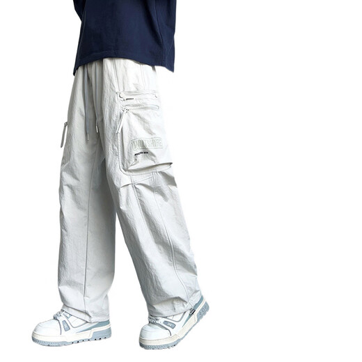 Heyu Work Vêtements Pantalons décontractés pour les hommes dans la mode d'été Brand à la mode lâche et polyvalent en soie à séchage rapide Pantalon à pattes droites pour hommes 9866 Black M adapté à 80-100jin [Jin est égal à 0,5 kg] à porter autour