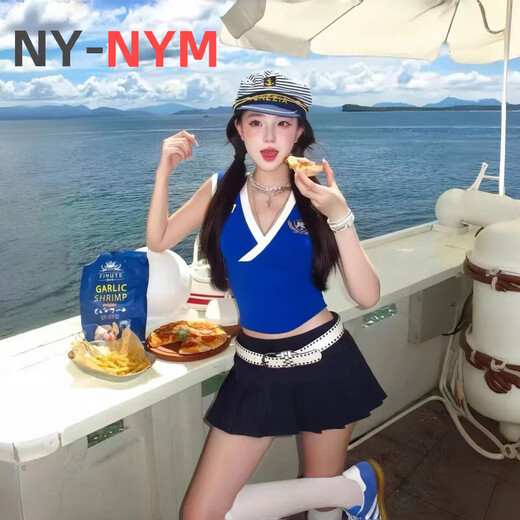 NY-NYM seaside sun hat jk sailor hat 2025 new summer sun protection hat women's sunshade navy hat summer beret striped round navy hat