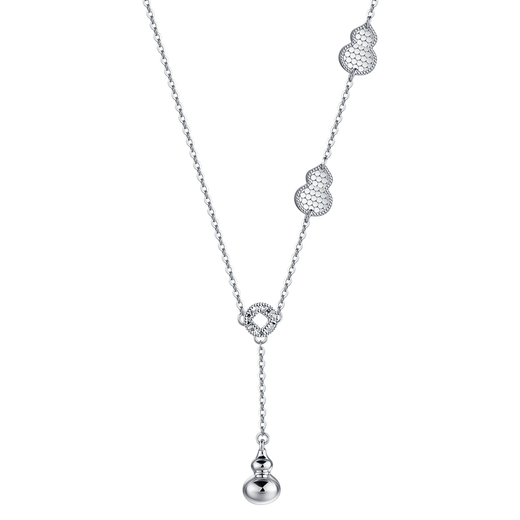 Gold Supreme (3DG Jewelery) platinum necklace PT950 modern gourd necklace for women, gift for girlfriend, priced by gram, 40cm-6.81g (including labor cost 531 yuan)