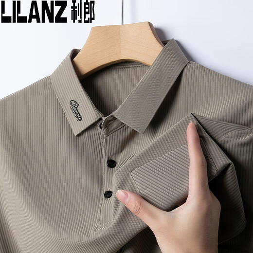Camiseta de manga corta para hombres de Lilang Camisa de polo de mediana edad de la solapa de manga de verano