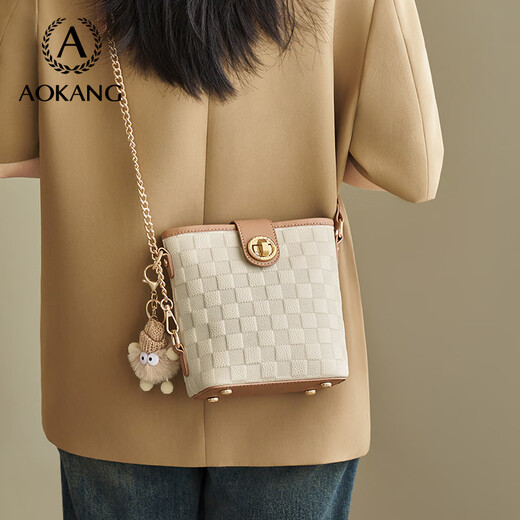 Aokang Bag Women's Women Bag Cowhide 2025 Новая модная сумка для ведра легкая роскошная сумка для плеча на плечо подарок на день рождения для подруги и жены