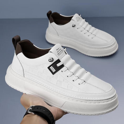 
Fat Donglai DL [See with your heart] Men's shoes 2025 new spring versatile casual breathable board shoes for men with one foot genuine leather trendy little white ZH6227 white 38