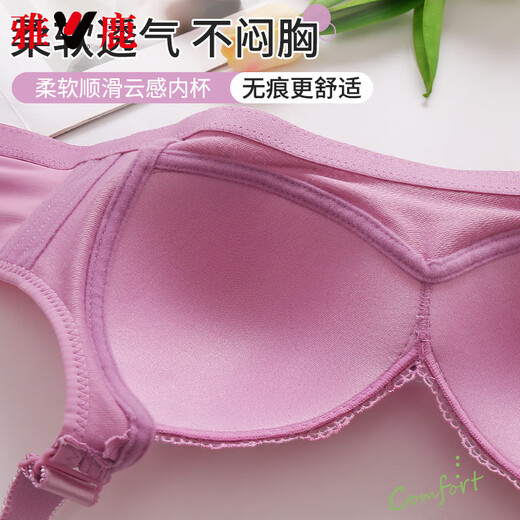 雅鹿高档大码美背聚拢上托无钢圈薄模杯四排搭扣文胸侧收副乳大胸显小 豆沙 2XL 44/100