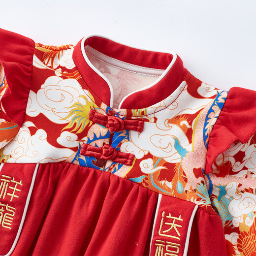 wuawua bébé fille robe rouge printemps et automne