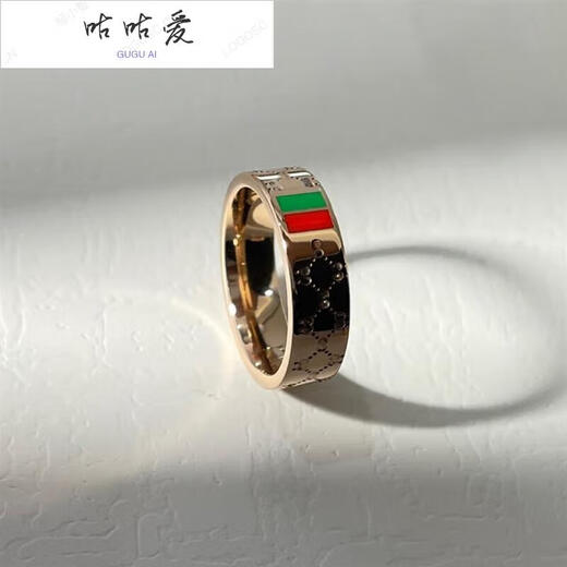 咕咕爱日月同辉戒指钛钢 流行卡地欧美款情侣简约时尚个性百搭戒指 12210-260斤