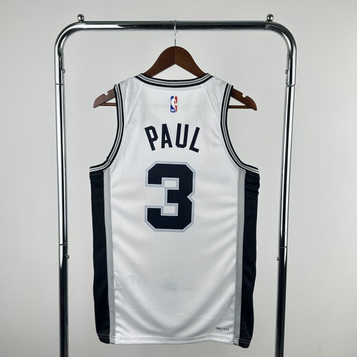 NBA KIDS23赛季马刺黑白色3篮球服球衣热压美式宽松透气速干无袖运动背心 黑色上衣3号 XS