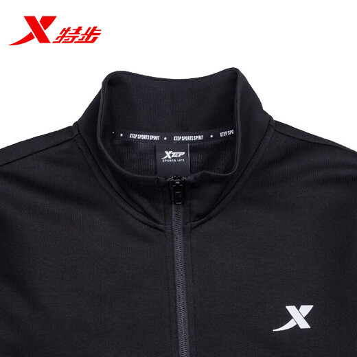 Extended hoodie men's sports jacket men's 2025 spring and summer new style windproof solid color jacket men's comfortable and casual long sleeves black-9277 (stand-standing collar) S