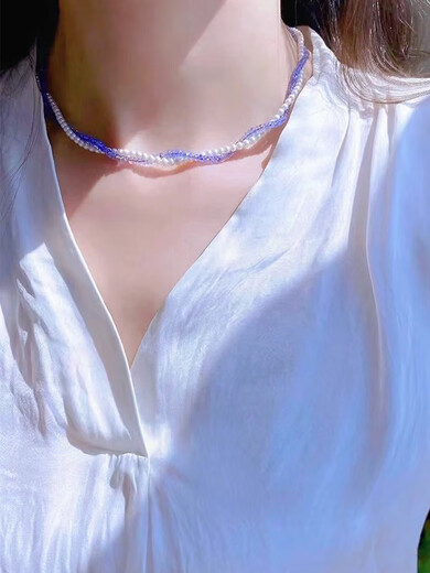 DYAI Tanzanite Necklace 18K Purple Gem Necklace Crystal Transparent Abacus Bead Clavicle Chain Men and Women Same Style X019-18K Gold Tanzanite Necklace 42cm