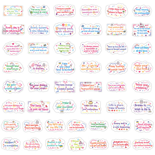 
200 pieces of cloud and moon without repeating inspirational English stickers Encourage learning and rewards DIY phone case stickers Waterproof decoration 50 pieces Inspirational English sentences C-1569