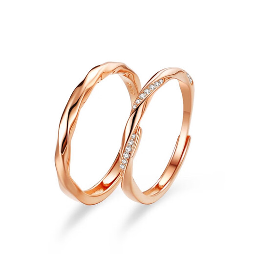 Fat Donglai's same gold-plated silver ring for couples, men's and women's 18K gold light luxury niche opening, rose gold, couple's pair