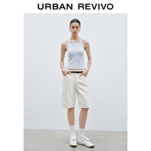 UR2025 Autumn New Women's Clothing Simple Casual Versatile Short Slim Sleeveless T-Shirt UWB450047 Pink Blue S