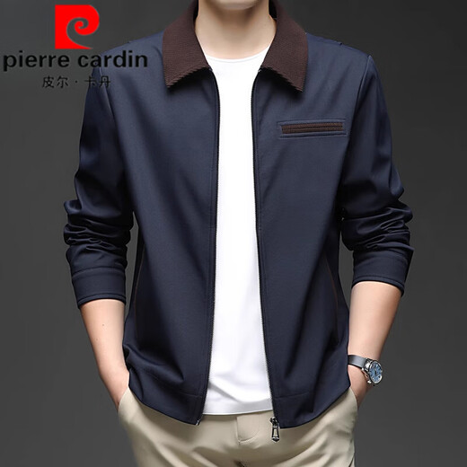 Pierre Cardin brand jacket men's autumn new fashion trend lapel quality jacket sports casual versatile outdoor cycling wear 1966-dark blue M recommended 100-120Jin Jin equals 0.5 kg