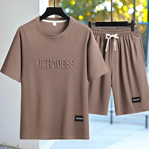 Lang Weigao; La maison Vico Hailan (HLA) Le même t-shirt à manches courtes minces d'été pour le costume de sport décontracté pour hommes shorts masculins à moitié à manches (ensemble) 829 Brown M (recommandé (100-120jin [Jin est égal à 0,5 kg])))