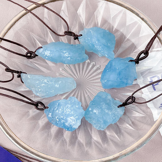 Aquamarine pendant, natural raw stone for women, ice seed waxy aquamarine necklace for men, blue water, about 10g