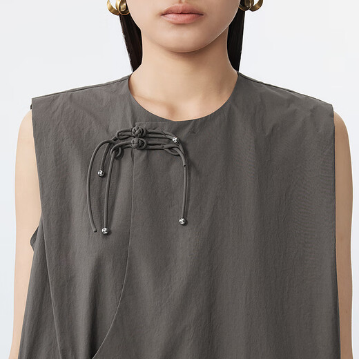 Jnby/Jiangnan Buyi 25 Sommer Neues chinesisches Kleid gerade ärmellose runde Hals weich und bequem 5p5g13570 255/Green Coffee xs