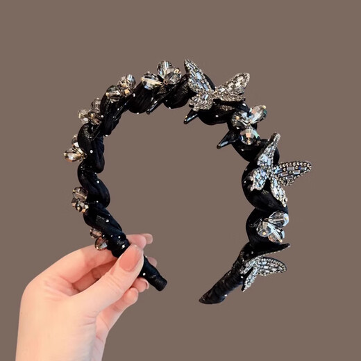 Idel 2025 new Paris Princess Butterfly Hair Hoop for women, high-end, fashionable hairpin for face wash, super nice headband F3427 double rhinestone butterfly headband