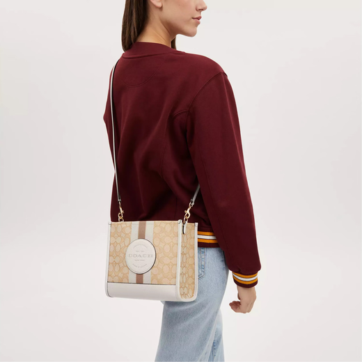 Coach (Coach) New Damenmodentrend One-Shoulder Hand-to-Wear-Einkaufstasche Light Khaki mit weißem CQ878Imdqc