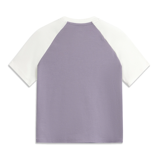 Li-Ning-Kurzärärmel-Frauen 2025 Sommer neuer Stil Verbotene Stadt Joint-Marken-Brand-Blume Slim Round Neck T-Shirt Top AHSV694 -2 Hell Black Purple/Milk White XL