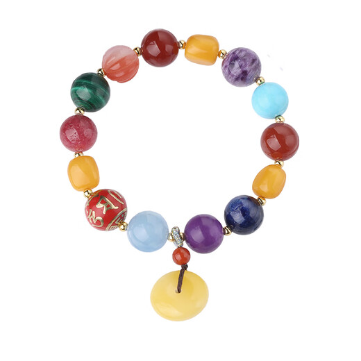 Potala Palace Jiaxiang Beeswax Bracelet Southern Red Amethyst Dragon Crystal Duobao Single Circle Bracelet for Men and Women Safety Buckle Handheld Birthday Gift