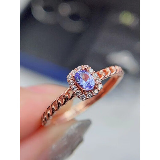 Hanzhu S925 inlaid tanzanite ring, everyday versatile silver jewelery entry-level model for men and women, tanzanite ring silver