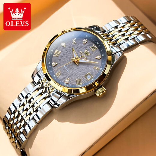 Amani Swiss Certified Brand Watch Frauen leuchtend wasserdichte vollautomatische mechanische Uhr Einfache Temperament Leichte Luxus Uhr Stahlgürtel-6630-Zimmer-Gold-Weiß-Oberfläche