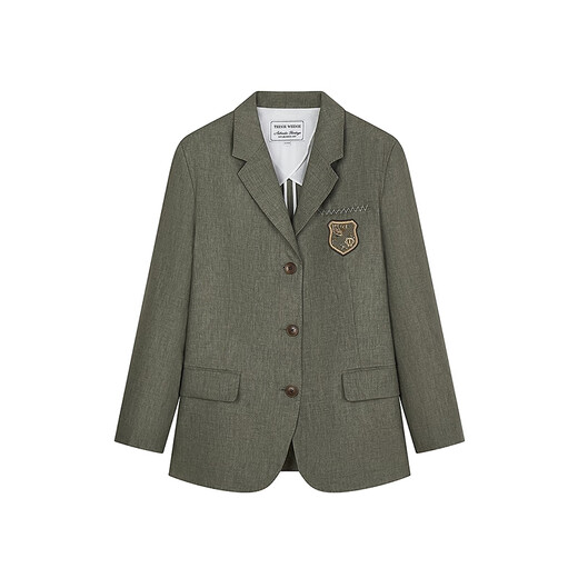 Teenie Weenie [Linse] Bear Women's 2025 Automne Nouveau Old Style Casual Suit mince veste Light Military Green M