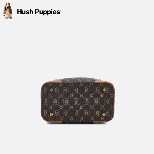 暇步士（Hush Puppies）女包2025新款单肩包经典老花复古包包百搭潮流水桶包七夕节礼物