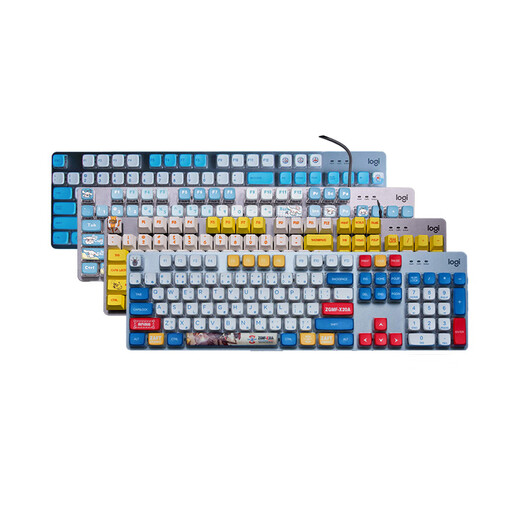 Logitech K845 Gundam Индивидуальная проводная механическая клавиатура зеленый и черный чайный вал офис работы на рабочем столе настольный компьютер K845+ желтый и белый клавиш (Picachu) чайный вал-[Использование игрового офиса]