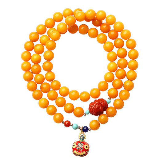 Dan Pei luxury high-end beeswax bracelet for women, yellow honey, multi-circle bracelet, amber southern red Buddha head round beads 7mm yellow honey beads about 7mm