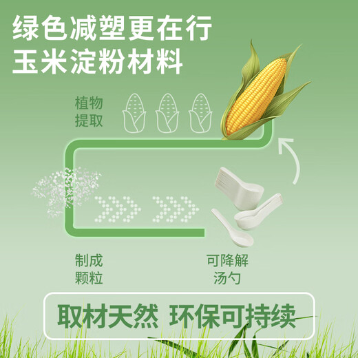 Youao disposable spoons 50 pieces, thickened soup spoons, starch-based table spoons, dessert takeaway packaging forks and spoons