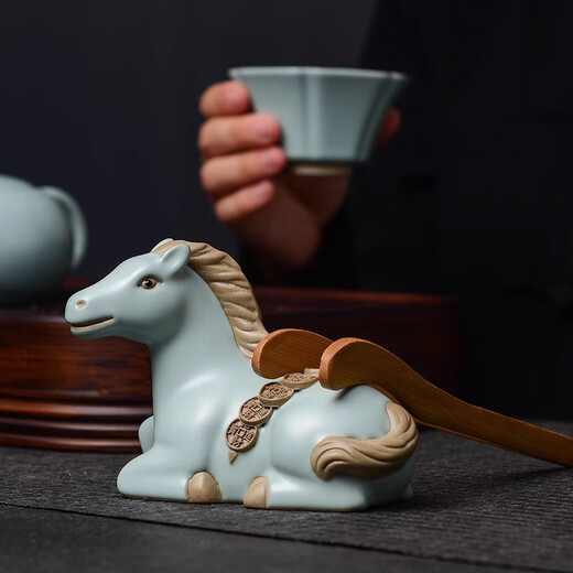 Xian Yan household can raise open-piece Ru porcelain tea pet ornaments - make money immediately tea table tea table ornaments light luxury Tianqing Ru porcelain tea pet - make money immediately