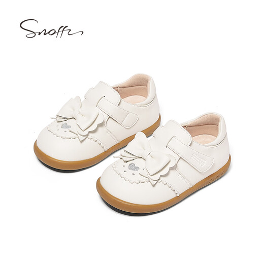 Snuffy Girls Toddler Shoes Autumn Comfortable Children's Leather Shoes Cute Baby Soft Sole Princess Small Leather Shoes Milan White 25