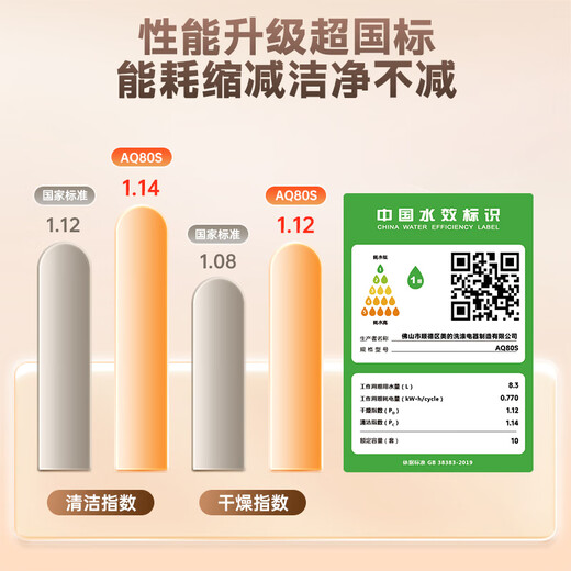 Midea desktop dishwasher AQ80S embedded home fully automatic above and below the stove independent dual-use installation-free 10 sets large capacity first-class water efficiency national government subsidy 20% countertop under the stove embedded can be installed 10 sets large capacity washable pots