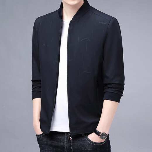 ZGA HaiLan Home same spring and autumn middle-aged men's jacket daddy's thin casual navy_ww_9905_[Send cotton socks] M 170-